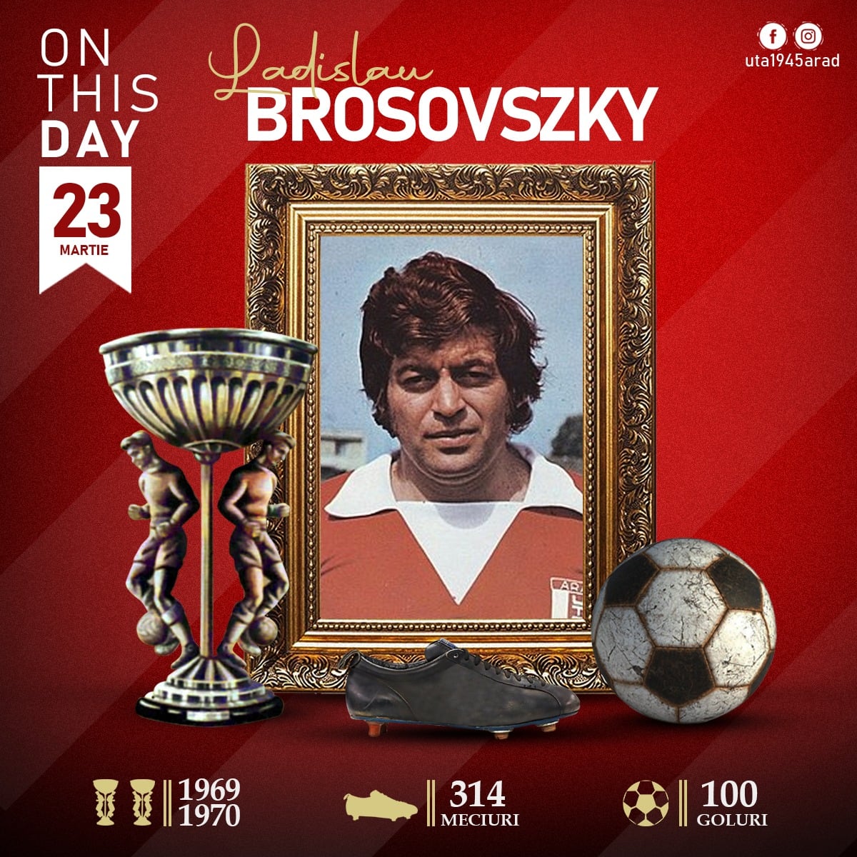  UTA îşi aminteşte astăzi de marele său fotbalist, Ladislau Brosovszky