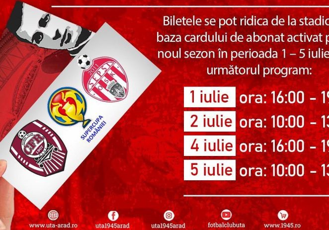UTA oferă abonaţilor bilete gratuite la Supercupa României de la Arad, din 9 iulie!