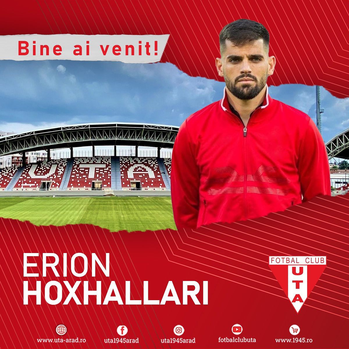  Este oficial: „internaţionalul” albanez Erion Hoxhallari întăreşte defensiva UTA-ei!