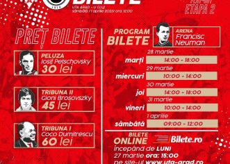 UTA pune în vânzare, începând de astăzi, biletele pentru meciul cu Universitatea Cluj