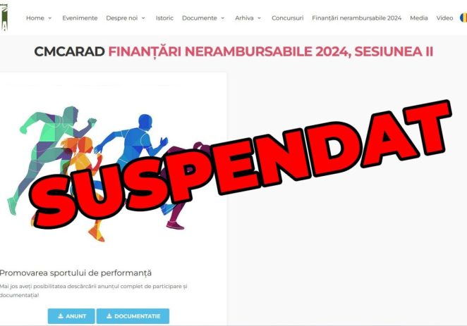 O nouă lovitură pentru sportul de performanță din Arad! CMCA a suspendat a doua sesiune de finanțări