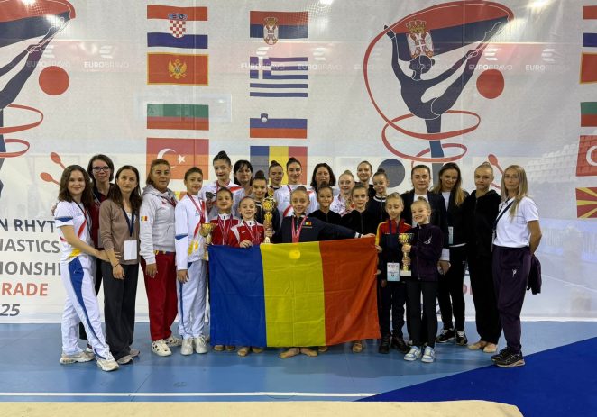Elena Tătar este triplă medaliată, de două ori cu aur, la Balcanicele de ritmică