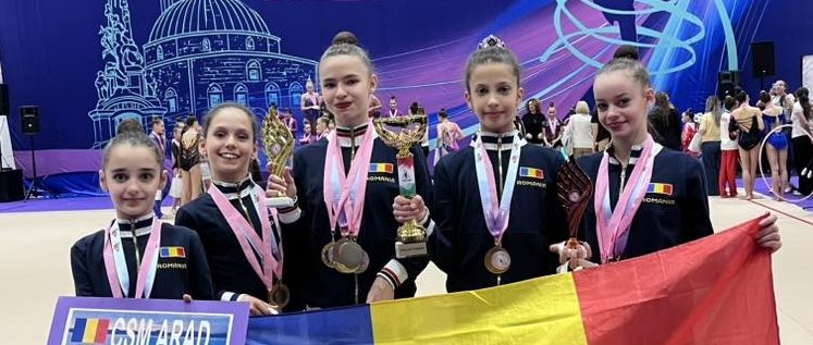 Gimnastele CSM-ului au excelat la Pecs și Bistrița, pe covorul ritmicii